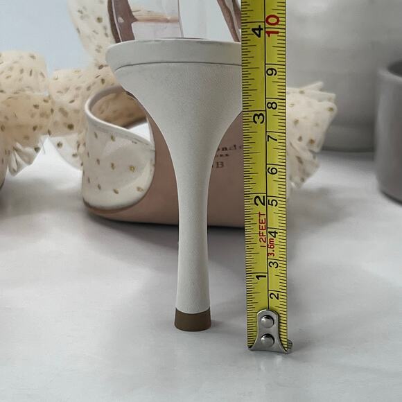 Kate Spade Bridal Sparkle Heels Tulle Dots Soft Parchment Women 8.5B - Picture 8 of 9